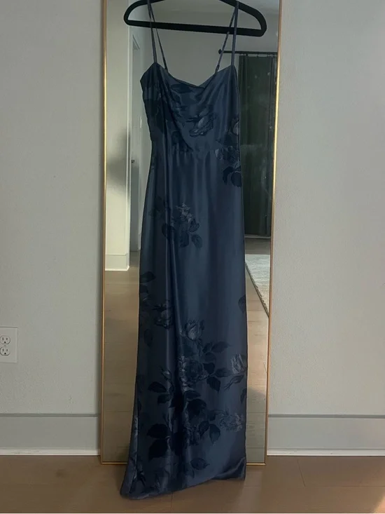 Reformation Frankie Satin Blue Floral Maxi Dress - Picture 4 of 5